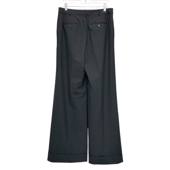 NEW LAUREN RALPH LAUREN Black Wide Leg Pants Cuffed Career Slacks Office Size 8 - Picture 3 of 11